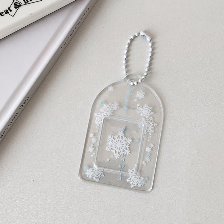Hisocute Snowflake PVC Card Holder 1 inch 2 inch 3 inch Star Small Card Pendant Photo Case, Transparent Small, Transparent Large, White Large