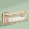Large Capacity Double-Layer Mesh Pencil Case Triangular Base Design Exam Accessory Pouch