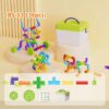 Children Large-Particle Building Blocks Pipe Assembly Toys+Storage Bin, 138pcs /Set, 178pcs /Set, 222pcs /Set