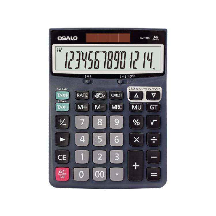 OSALO DJ-140D  Check & Correction Calculator 14 Digits with 112-Step Review Solar Power for Office Accounting and Finance