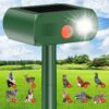 Solar Animal Repeller Outdoor Ultrasonic Cat Deterrent Yard with PIR Motion Sensor 4 Modes Ultrasonic Bird Deterrent Garden Dog Repeller with LED Flashing Light