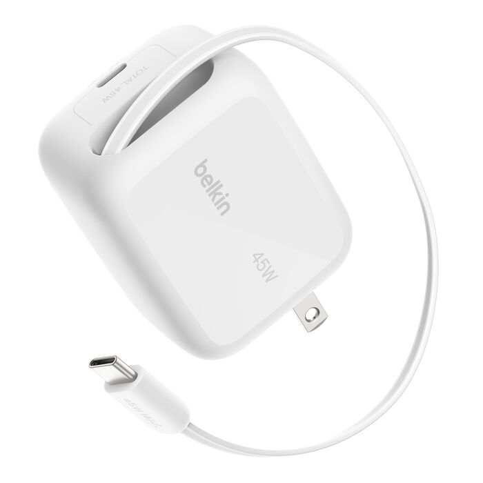 d71c039f8e1aef4e_WCH023dqWH-boostcharge-pro-retractable-gan-wall-charger-45W-webgg-11__lz__en_US Belkin UltraCharge New Retractable GaN Wall Charger 45W, White, US Plug