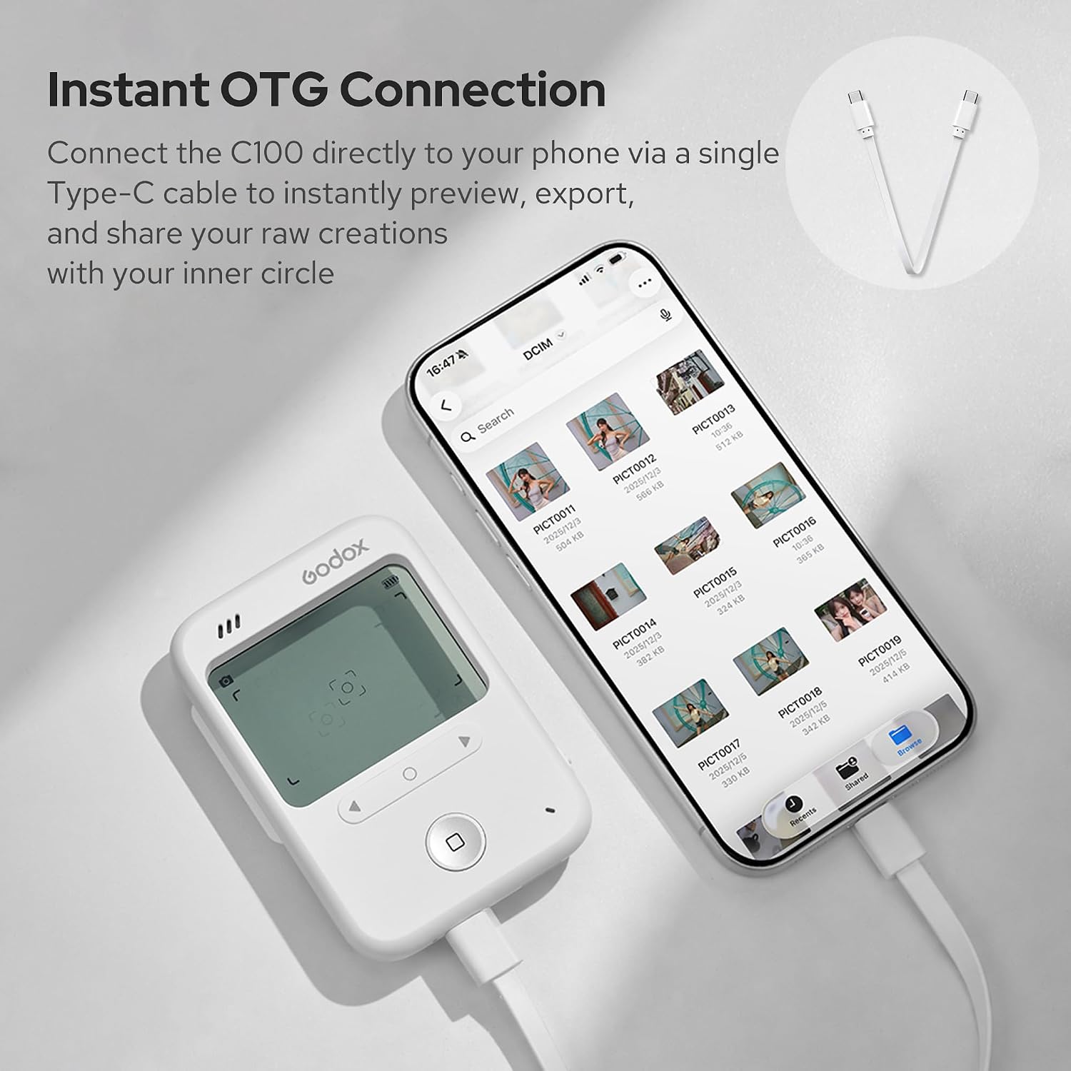 718FWRH0MnL._AC_SL1500_ Godox C100 Light Meter Camera with Transparent Viewfinder and OTG Support | Optical Viewfinder with Seamless HUD Display 4 Aspect Ratios for Portraits,Street Mobile Photography