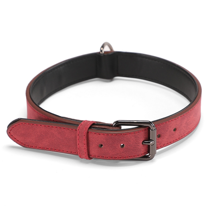 JINMAOHOU Dogs Double-Layer Leather Collar, XS 34x1.7cm, S 39x2.2cm, M 49x2.7cm