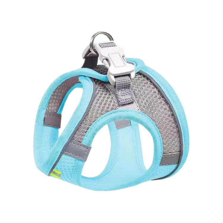 Undershirt Style Pet Chest Harness Summer Breathable Reflective Dog Leash, Single Blue, Single Green, Single Pink, Blue+1.5m Round Rope