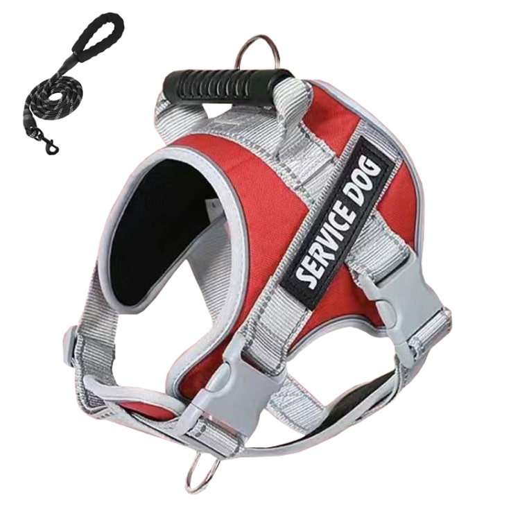 Large Dog Explosion Proof Punch Chest Harness Dog Travelling Leash, Red+1.5m Round Rope, Pink+1.5m Round Rope), Black+2m Round Rope, Red+2m Round Rope
