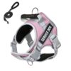 Large Dog Explosion Proof Punch Chest Harness Dog Travelling Leash, Pink+2m Round Rope
