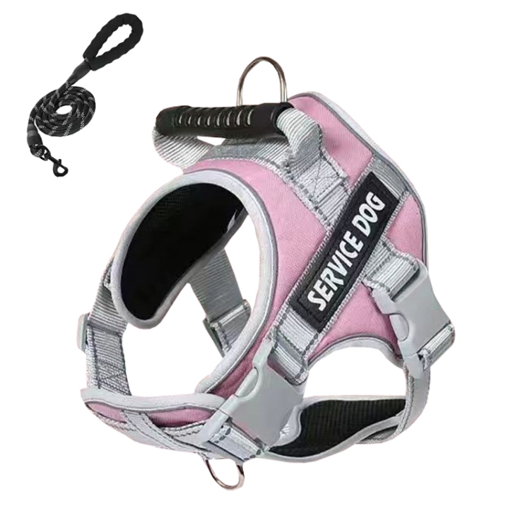 Large Dog Explosion Proof Punch Chest Harness Dog Travelling Leash, Pink+2m Round Rope