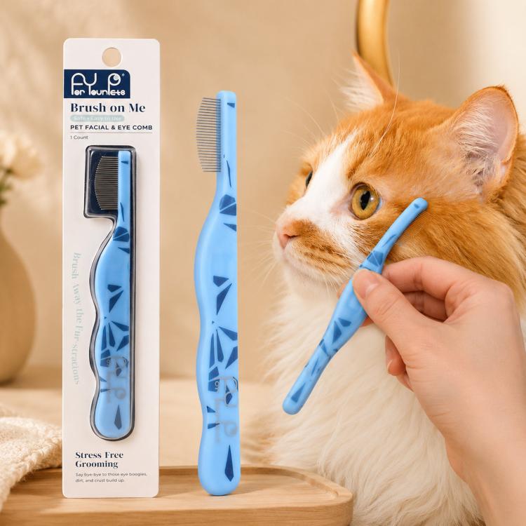 Mini Pet Facial and Eye Comb 0.35mm Fine Tooth Flea Comb with Curved Safety Metal Pins