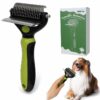 HistoTree 2-in-1 Pet Dematting Comb and Undercoat Deshedding Rake Safe Double Sided Curved Blades Detangling Tool