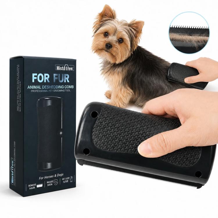 HistoTree  Animal Deshedding Comb & Sweat Scraper Metal Shedding Blade for Horses, Dogs, Cats