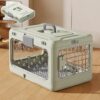 Portable Foldable Pet Carrier Crate with Ventilated Mesh