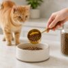 LsCook Stainless Steel Pet Food Measuring Spoon with Wooden Handle, 125ml, 250ml