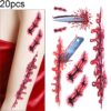 20pcs S-045 Halloween Terror Wound Realistic Blood Injury Scar Temporary Tattoo Sticker