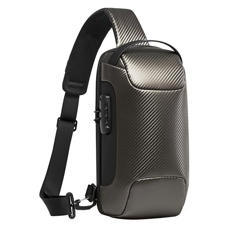 Bange 22085 plus Carbon Fiber Anti-theft Waterproof Crossbody Chest Bag for Men & Women, Size: 34 x 18 x 10cm, 34 x 18 x 10cm Grey