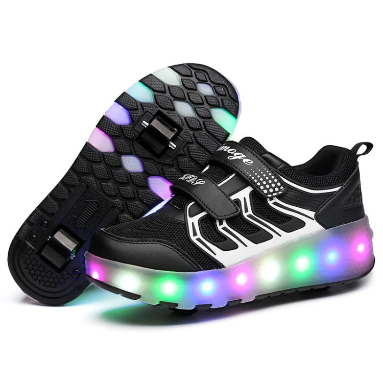 WS01 LED Light Ultra Light Mesh Surface Rechargeable Double Wheel Roller Skating Shoes Sport Shoes, Size : 43, Size : 43