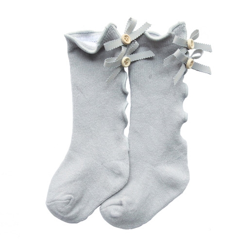 Baby Cute High Knee Fungus Lace Bow Socks, XL