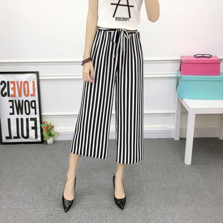 Wide Leg Pants Female Summer High Waist Was Thin Ladies Casual Pants, M