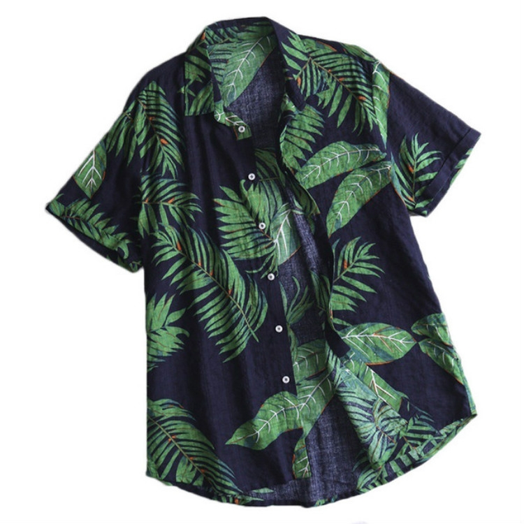 Cotton Casual Beach Holiday Print Shirt for Men, M