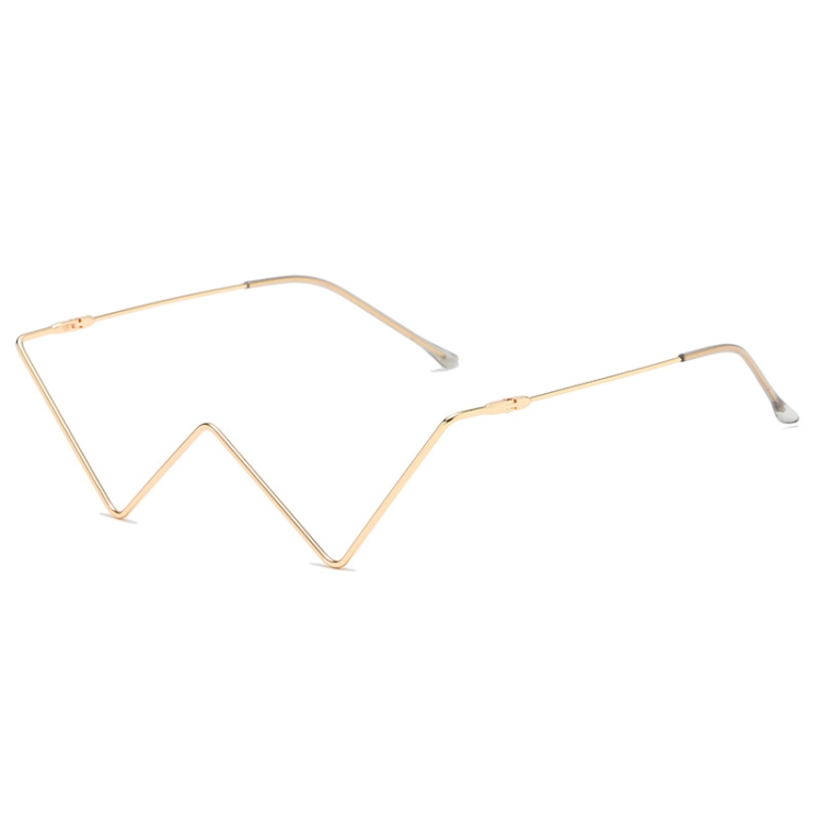 S2057 Personality no Metal Glasses Frame Half Frame Street Shooting Decorative Frames, C01 Golden, C02 Silver, C03 Gold Frame Color Diamond, C04 Silver Frame Colored Diamonds