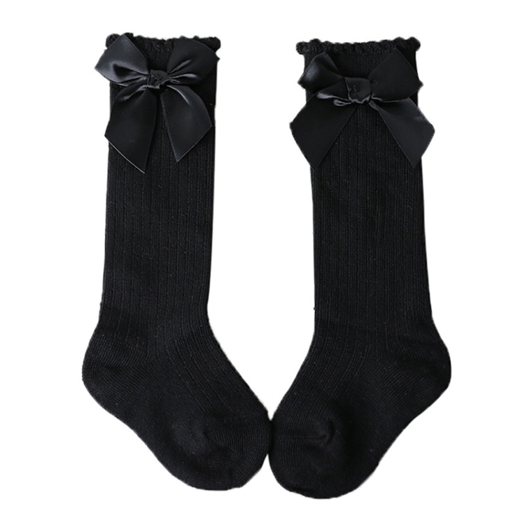 Kids Socks Toddlers Girls Big Bow Knee High Long Soft Cotton Lace baby Socks, S, M, L
