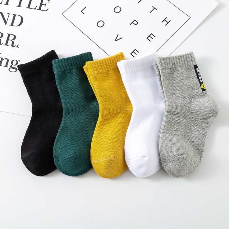 5 Pairs / Pack Spring And Summer Children Socks Combed Cotton Tube Socks, L, XL