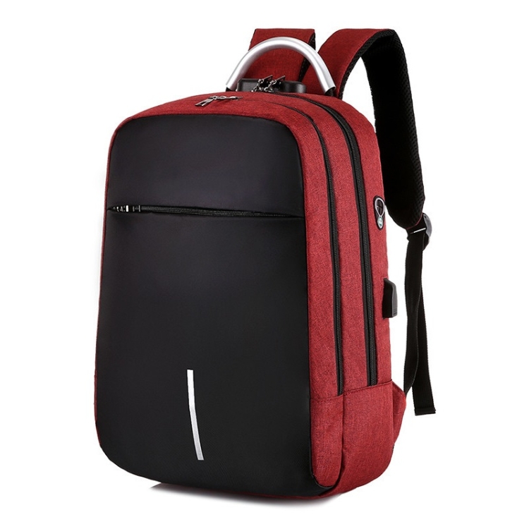 Men Password Lock Backpack Business Casual Anti-Theft Computer Bag With External USB Port, 16 inch, Computer Bag
