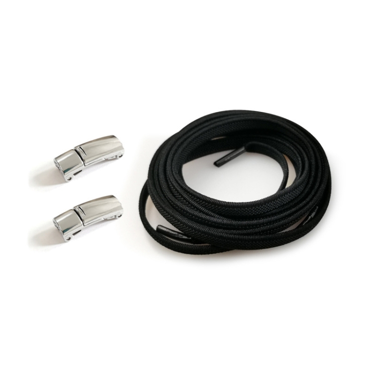SLK28 Metal Magnetic Buckle Elastic Free Tied Laces, Style: Gold Magnetic Buckle, Silver Magnetic Buckle+Black Shoelaces, Silver Magnetic Buckle+White Shoelaces, Silver Magnetic Buckle+Gray Shoelaces, Silver Magnetic Buckle+Pink Shoelaces...