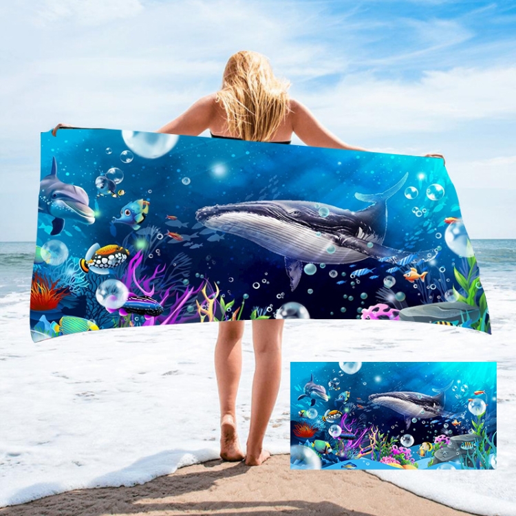 Seaside Portable Microfiber Beach Swim Printed Bath Towel, 150x75cm, 130x80cm