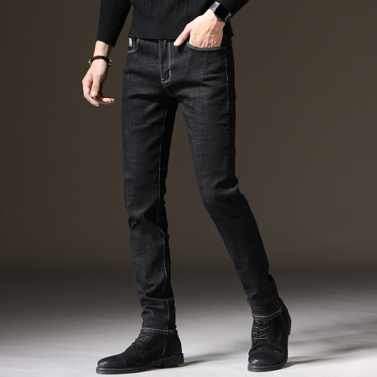 Autumn and Winter Men Jeans Thickened Warm Slim Chinos, 38