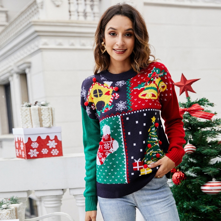 Women Small Snowflake Christmas Knit Sweater, S, M, L, XL