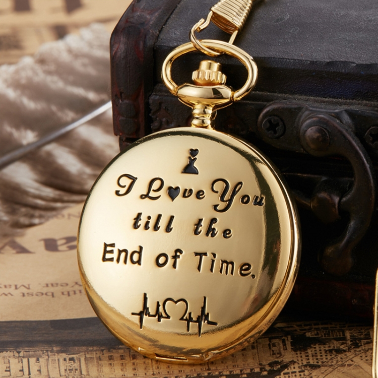 Engraved Vintage Commemorative Quartz Pocket Watch Round Watch, Style:, I Love You (Gold), I Love You (Silver), I Love You (Black), Forever (Gold), Forever (Silver), Forever (Black), Matte Ancient Copper, Grandpa, Husband, Hushand (Silver)...
