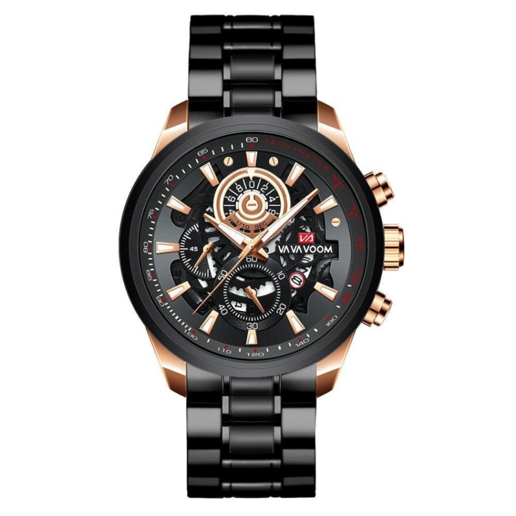 Men Waterproof Sports Luminous Calendar Casual Quartz Hollow Watch, VAVA VOOM 2311G-FH Rose Gold Shell Steel Belt, VAVA VOOM 2311G-JH1 Black Gold Shell Steel Belt, VAVA VOOM 2311G-JH2 Black Shell Steel Belt, VAVA VOOM 2311G-YH Silver Shell Steel Belt...