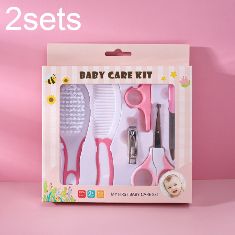 JR-6001 6 in 1 Baby Care Cleaning Kit Nail Scissors Combination Set, Two-color Pink, Two-color Blue, Blue, Pink