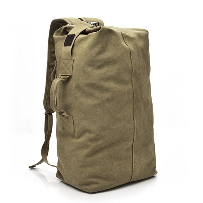 FM308 Large Capacity Outdoor Travel Man Canvas Double Shoulder Backpack Student Schoolbag, Small Khaki, Small Black, Small Green, Large Khaki, Large Black, Large Green