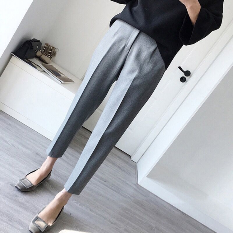 Ladies Straight Suit Pants Casual High Waist Nine Minute Pants, S, M, L, XL, XXL, XXXL