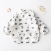 Long Sleeved Baby Bib Waterproof Washable Easy Clean Smock With Pocket, S, M, L