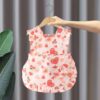 Children Summer Sleeveless Bibs Flowery Eating Reversible Clothes, Love, Peach, Yellow Sunflower, Pink Sunflower, Cherry, Green Flower