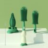 Portable 3 In 1 Food Grade Silicone Bottle Brush Set Multipurpose Baby Bottle Straw Cleaner Brush, 3 In 1 Green, 3 In 1 Red, 3 In 1 Purple