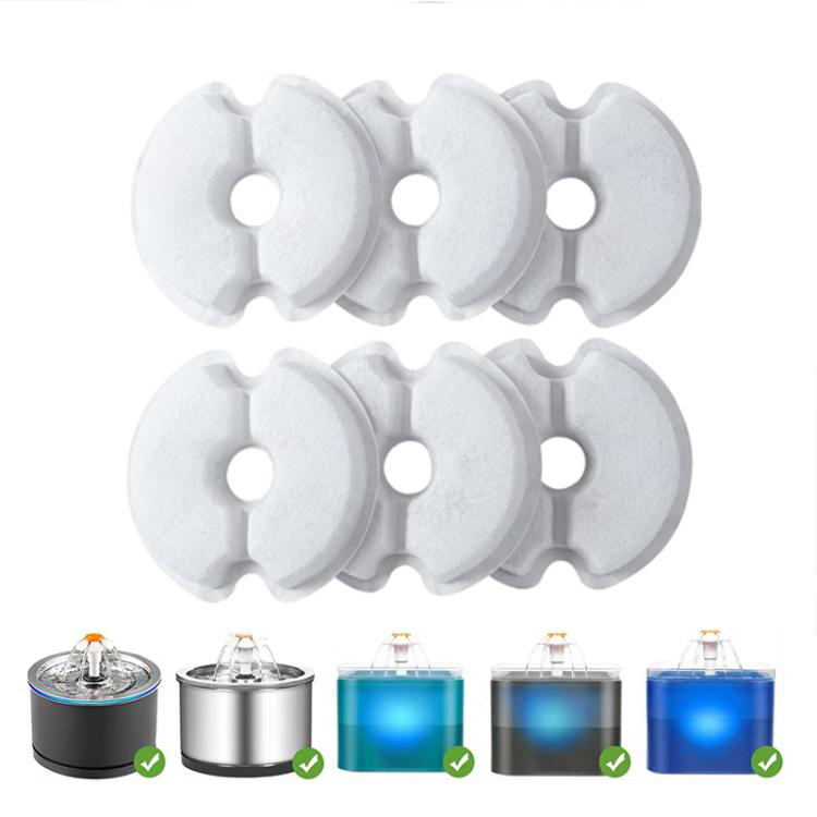 6pcs /Pack Cat Dog Pet Water Fountain Filter Multiple Filtration Pet Water Fountain Replacement Filters, Notched Round