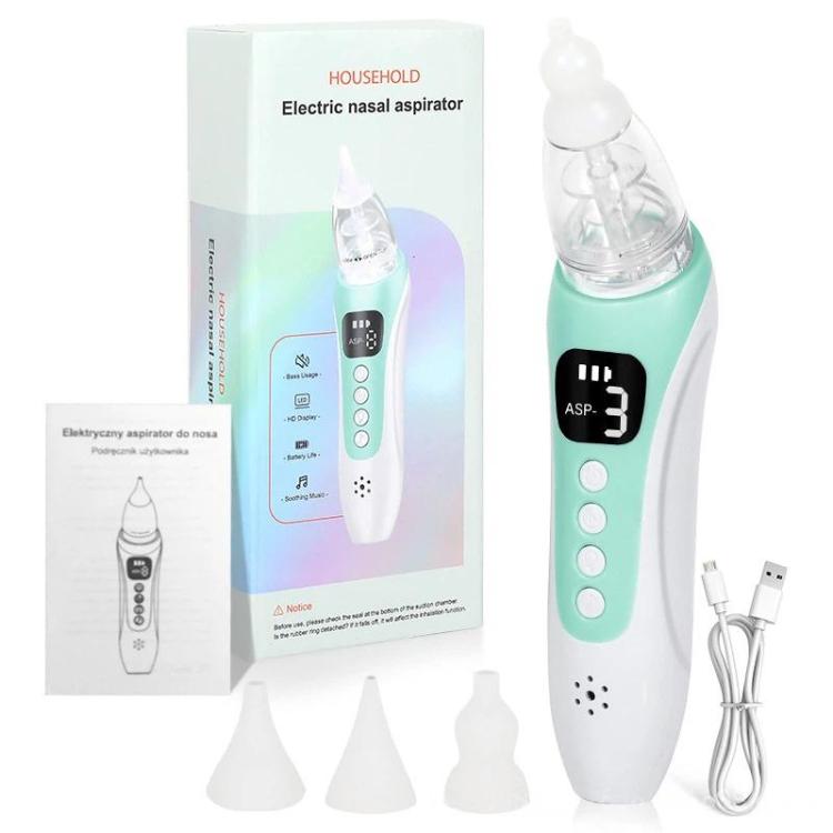 Electric Baby Nasal Aspirator with 3 Food-Grade Silicone Tips, Soothing Piano Music & Soft LED Lights