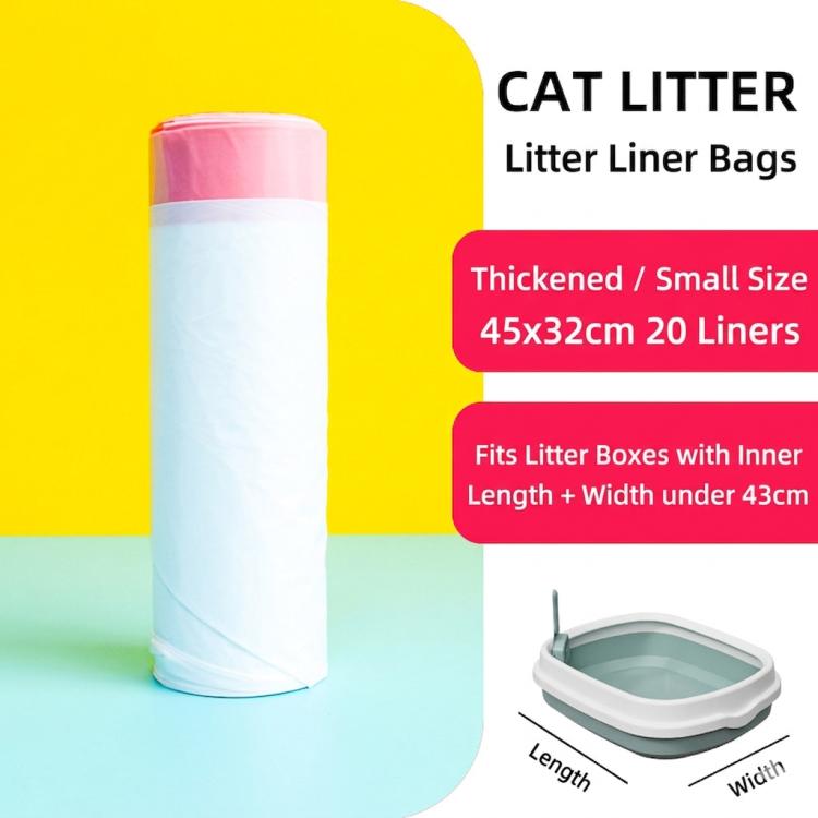 Drawstring Cat Litter Box Liners Kitty Litter Bags Scratch-Resistant Waste Bags With Easy-Pull Handles, 20 Counts 45x32cm, 20 Counts 55x30cm, 20 Counts 65x40cm, 20 Counts 69x40cm, 10 Counts 74x45cm, 10 Counts 79x45cm, 10 Counts 84x45cm