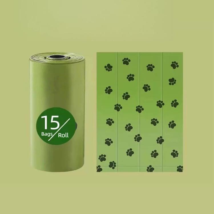 15 Bags Per Roll Dog Poop Bags Refill Rolls Leak-Proof Pet Waste Bags Eco-Friendly Unscented With Cute Footprint Design, 0.8 Silk, 1.3 Silk