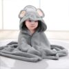 Coral Fleece Absorbent Baby Swaddle Blanket Towel With Cape, 80x80cm
