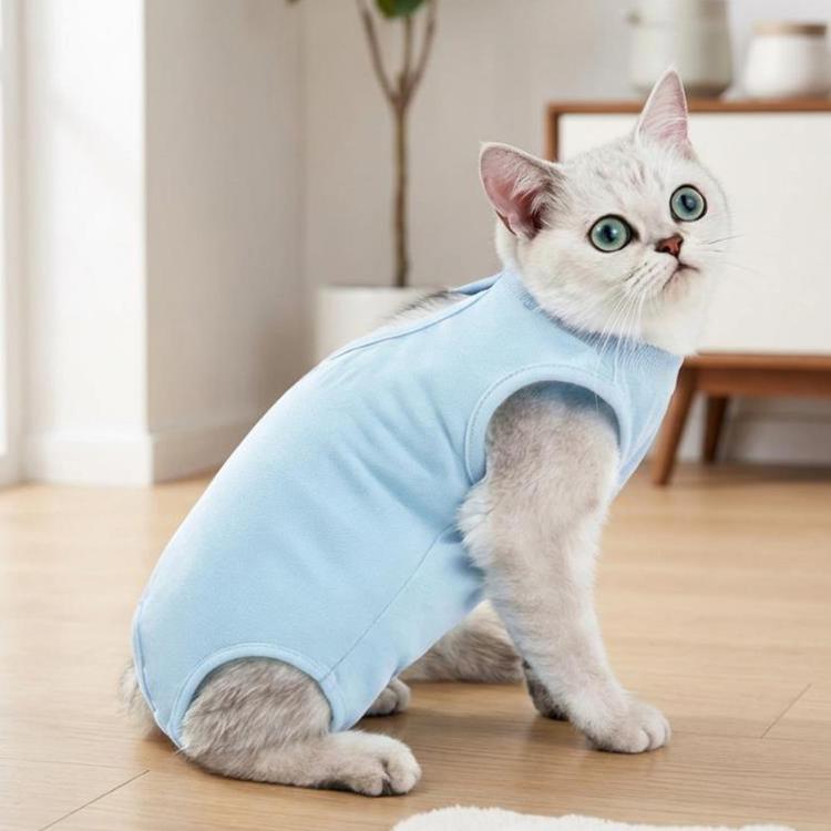 Summer Elastic Breathable Cat Surgery Suit, Pets Lick-Proof Cool Postoperative Recovery, S Blue, M Blue, L Blue, S Pink, M Pink, L Pink, S Purple, M Purple, L Purple