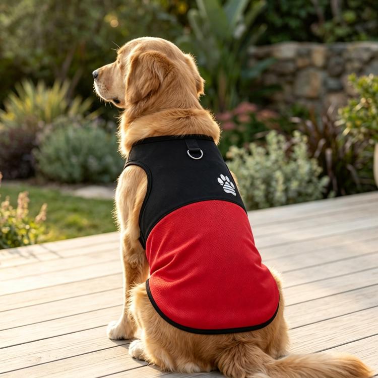 Color Block Dog Vest With Paw Print, Breathable Mesh Pet Harness Vest With Leash Attachment, XS, S, M, L