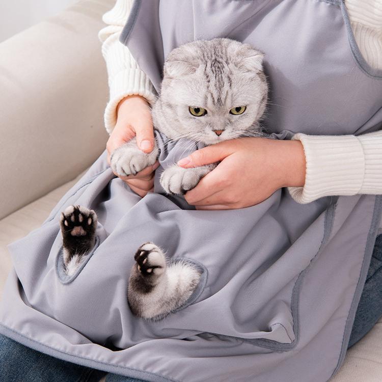 Summer Cat Grooming Apron For Nail Trimming Anti-Hair Sticking Design With Feet Opening