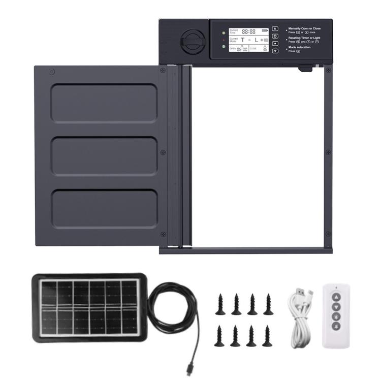 Solar-Powered Chicken Coop Door With Remote Control Light Sensor Alarm, KF4201069