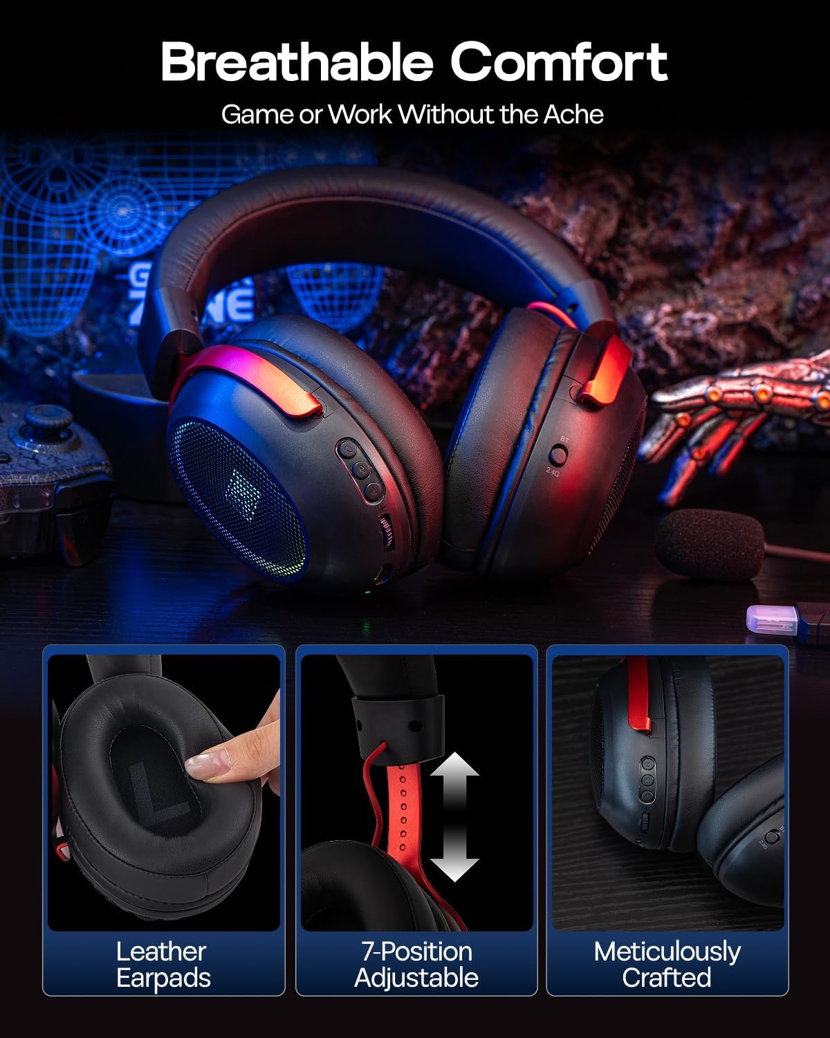 71dAwuQ1KeL._AC_SL1500_ EPOMAKER GX1 Wireless Gaming Headset for PS4/PS5/Switch, 70Hr+