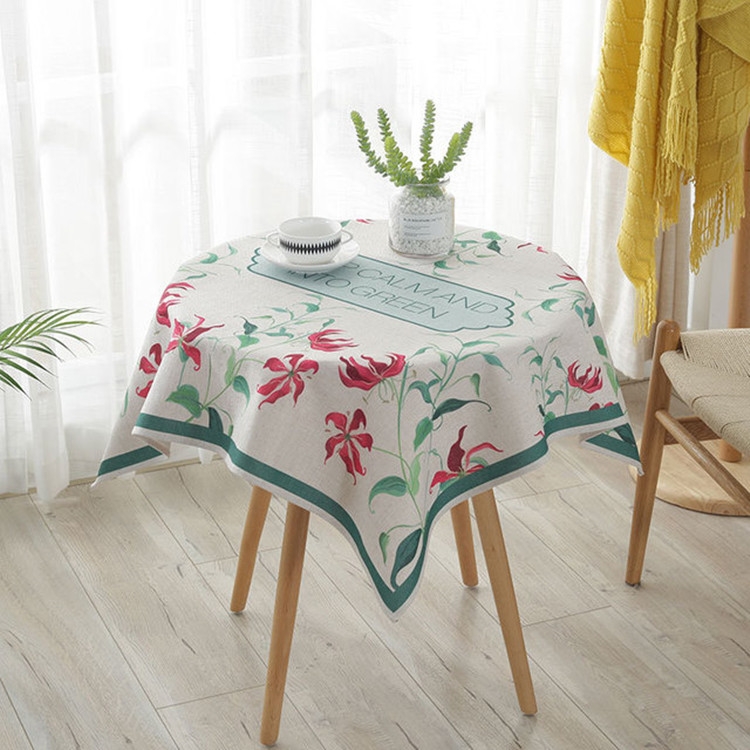Greenery Linen Tablecloth Restaurant Bar Household Tablecloth, 85x85cm, 110x110cm, 140x140cm, 110x160cm, 130x180cm, 140x200cm